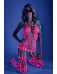 Hypnotic Criss-Cross Body Met Jarretel Look - Neon Roze